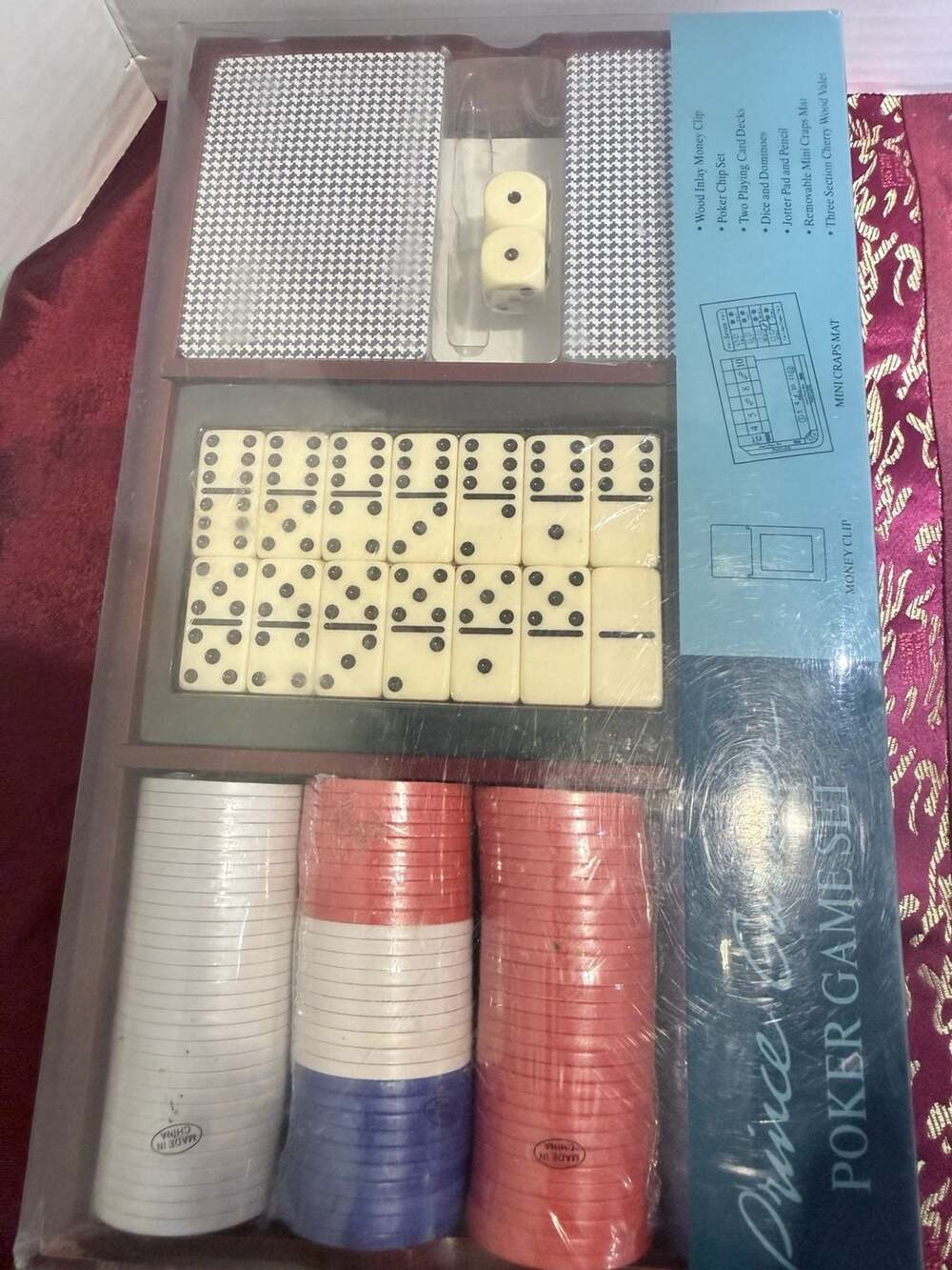 Prince Gardner Poker Game Set Cherry Wood Valet